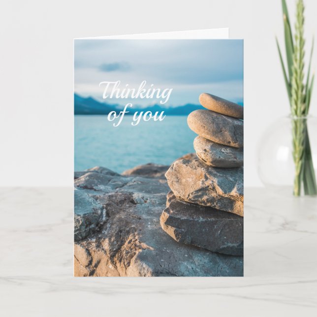Thinking of You Zen Natural Stones Simple Sympathy Card (Front)