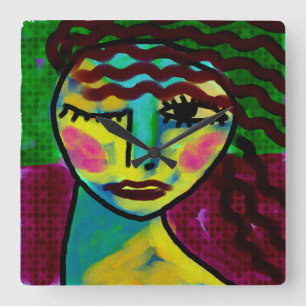 Thinking Original Abstract Art Square Wall Clock