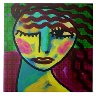 Thinking Original Abstract Digital Painting  Tile