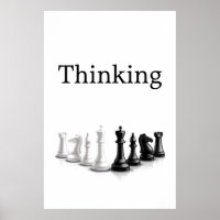 Thinking Quote Black Text Chess Pieces Poster