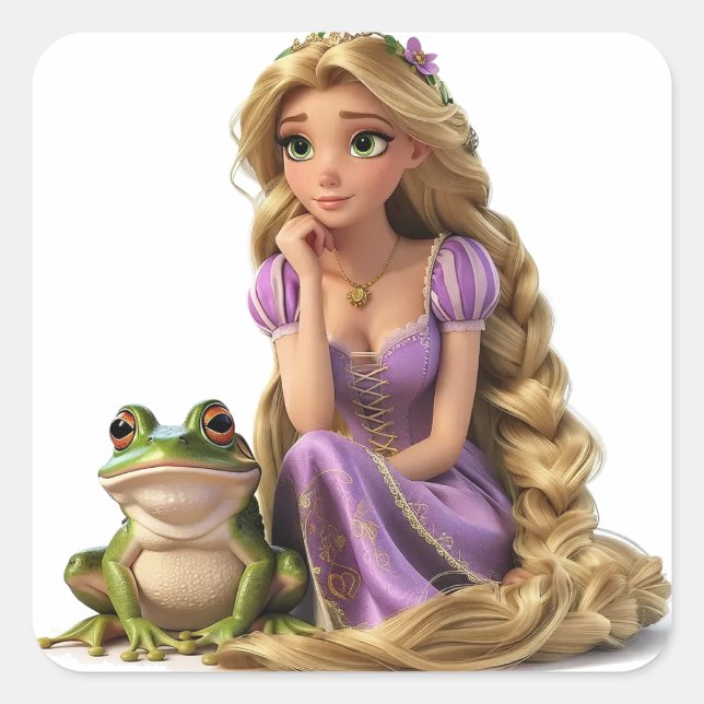 Thinking Rapunzel Square Sticker (Front)