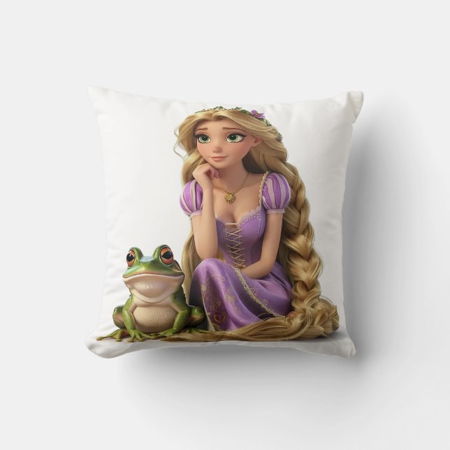 Thinking Rapunzel Throw Pillow (Front)