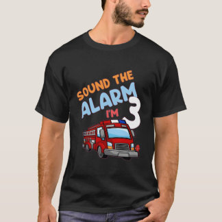 Third 3Rd Birthday Firefighter Fire Truck Three 3  T-Shirt