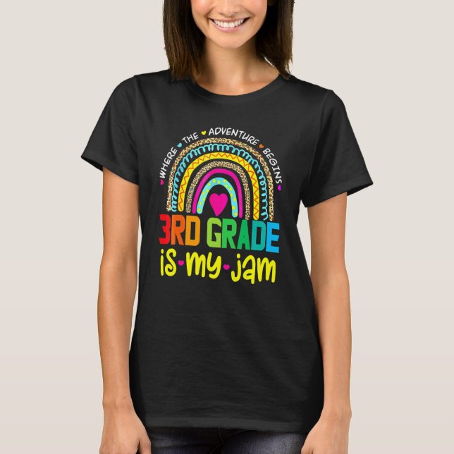 Third 3rd Grade Is My Jam  Back To School Rainbow  T-Shirt (Front)