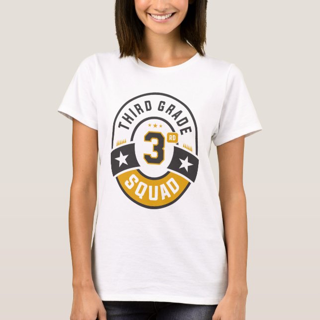 Third 3rd Grade Squad Team Back To School T-Shirt (Front)