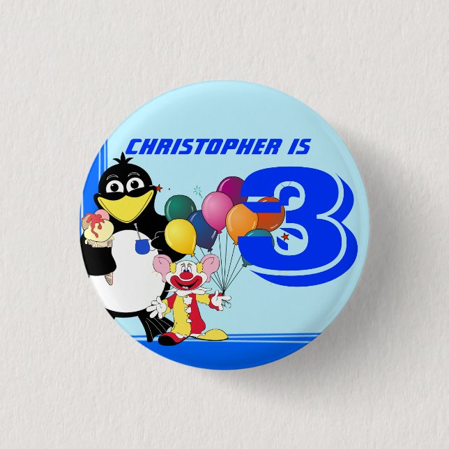 Third birthday 1 inch round button (Front)