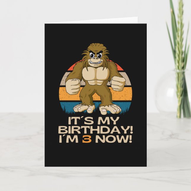 Third Birthday  3 Years  Little Bigfoot Card (Front)