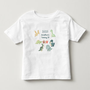 Third Birthday Cute Dinosaur Watercolor  Toddler T-shirt