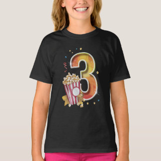 Third Birthday Movie Magic Number One Popcorn T-Shirt