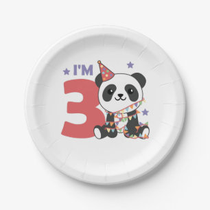 Third Birthday Panda For Children 3 Years Paper Pl Plate
