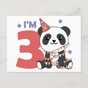 Third Birthday Panda For Children 3 Years Postcard