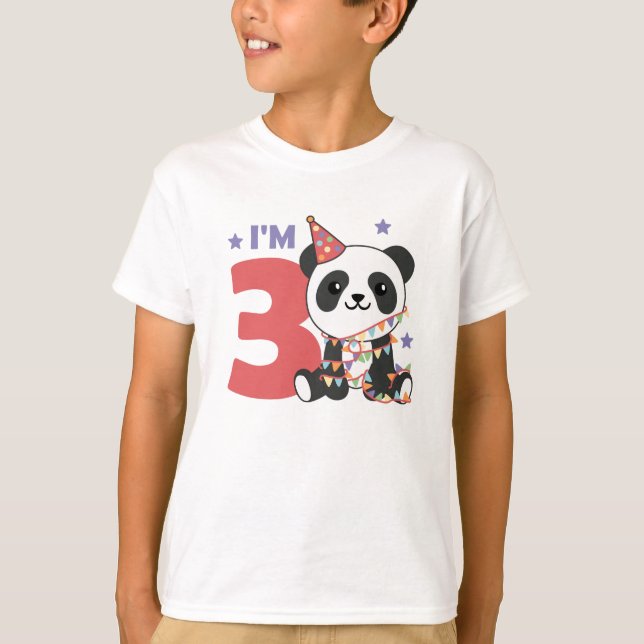 Third Birthday Panda For Children 3 Years T-Shirt (Front)