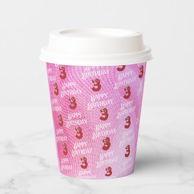 Third Birthday Paper Cups (Front)
