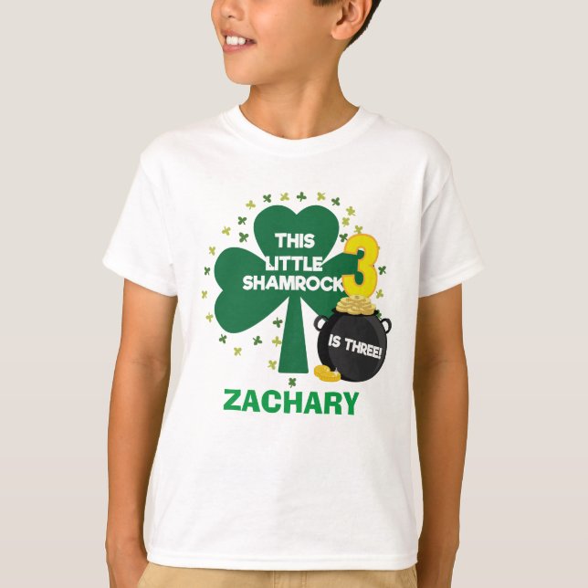 Third birthday shirt Irish shamrock for St.Patrick (Front)
