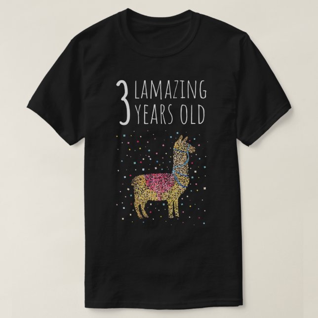 Third Birthday Three 3rd Llama Alpaca T-Shirt (Design Front)