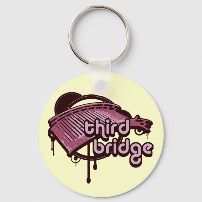 third bridge. pink&maroon. keychain (Front)
