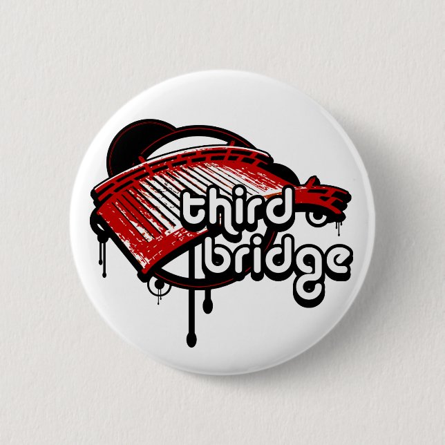 third bridge. white&red. 2 inch round button (Front)