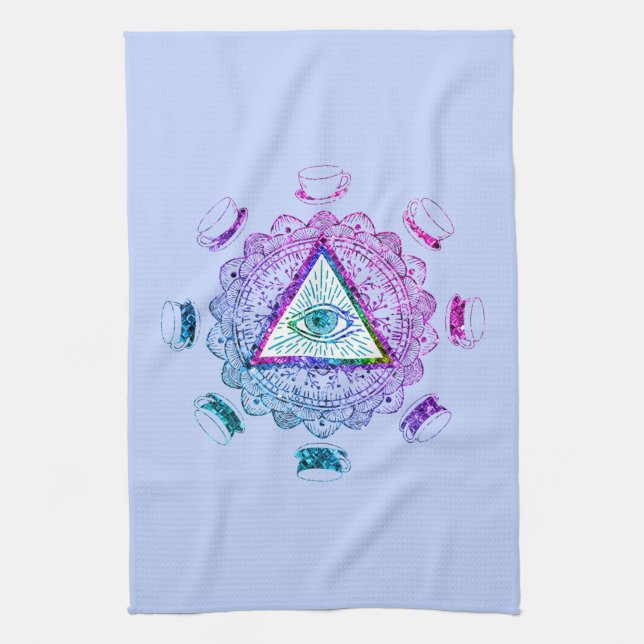 Third Eye All Seeing Eye Coffee Cup Kitchen Towel (Vertical)