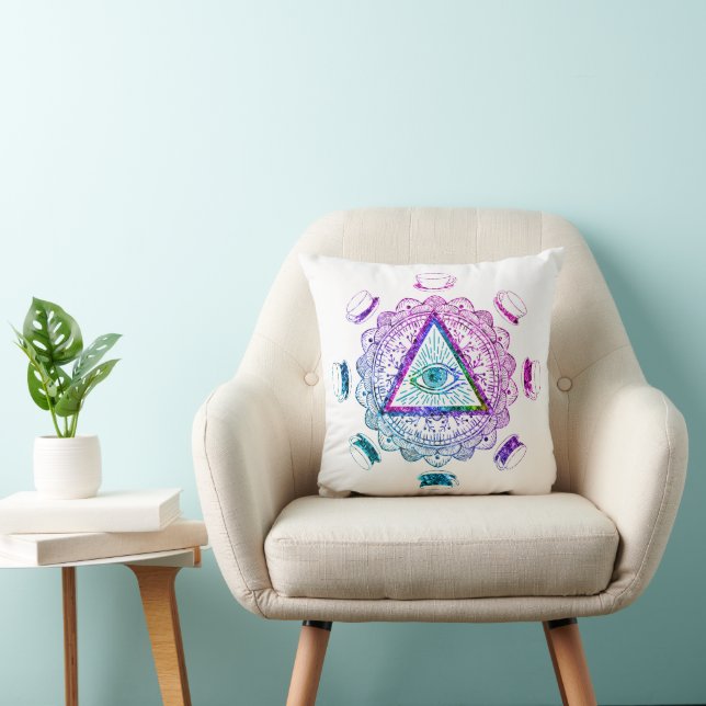 Third Eye All Seeing Eye Coffee Cup Throw Pillow (Chair)