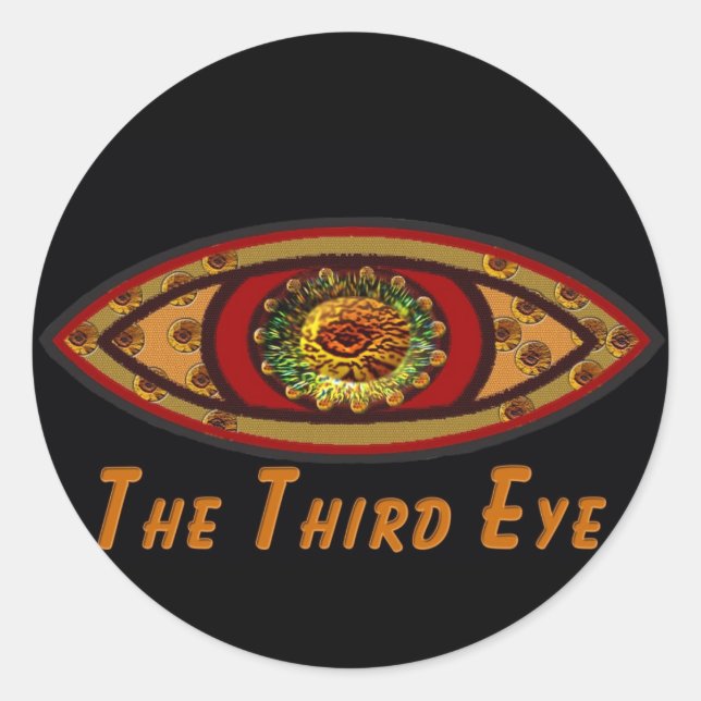 Third Eye - Black Print with Caption by Manda Classic Round Sticker (Front)