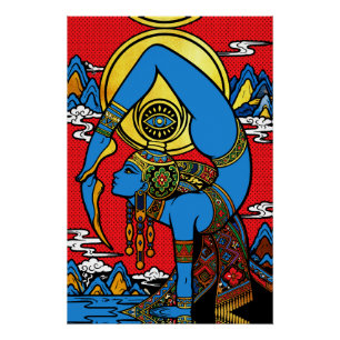Third Eye – Blue Yogini in Pop Art Backben Poster