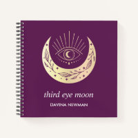 Third eye crescent moon Boho Monogram purple 