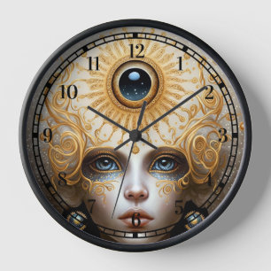 Third Eye Goddess Fantasy Art Clock