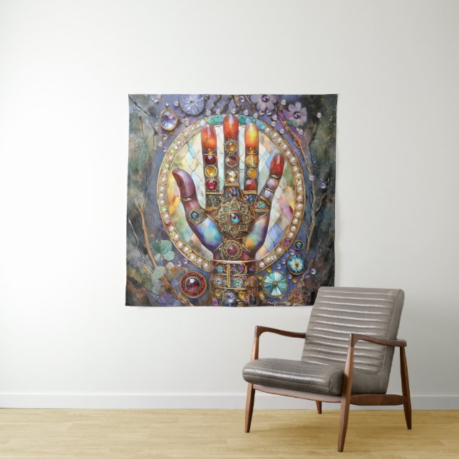 Third Eye Mystic Palm Tapestry (In Situ)