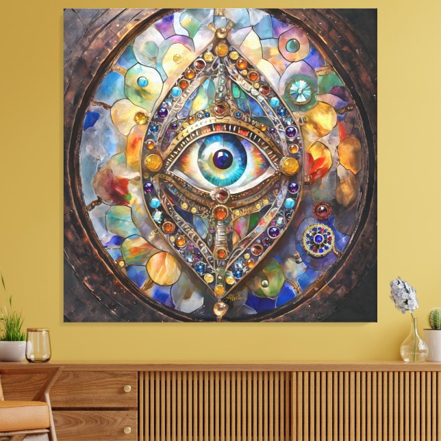 Third Eye on Stained Glass and Bronze Canvas Print (Insitu(LivingRoom))