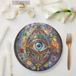 Third Eye on Stained Glass and Bronze Paper Plate