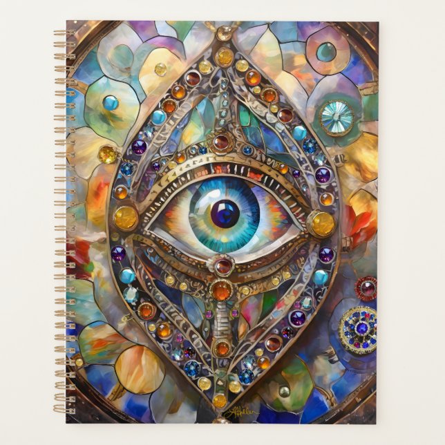 Third Eye on Stained Glass and Bronze Planner (Front)