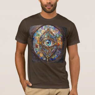 Third Eye on Stained Glass and Bronze T-Shirt