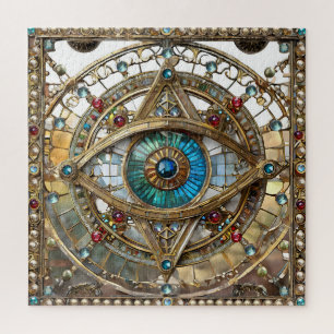 Third Eye Ornate Window Pane Jigsaw Puzzle