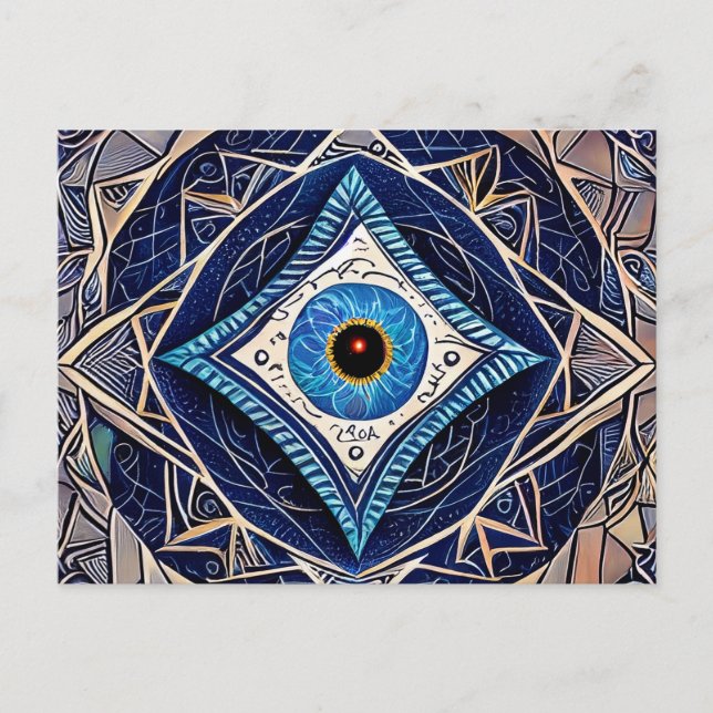 Third Eye Protection Magic Spell Blue Evil Eye Postcard (Front)