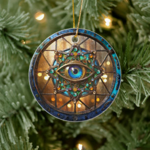 Third Eye Rustic Porthole Window Ceramic Ornament