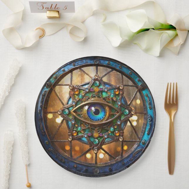 Third Eye Rustic Porthole Window Paper Plate (Wedding)