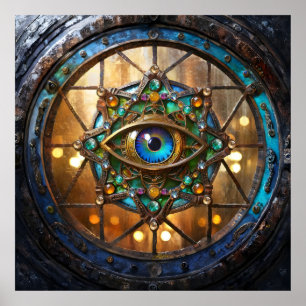 Third Eye Rustic Porthole Window Poster