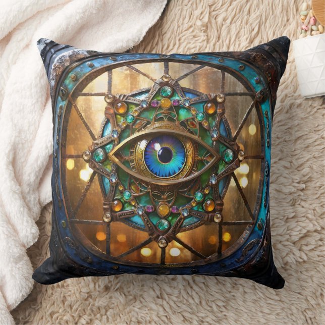 Third Eye Rustic Porthole Window Throw Pillow (Blanket)