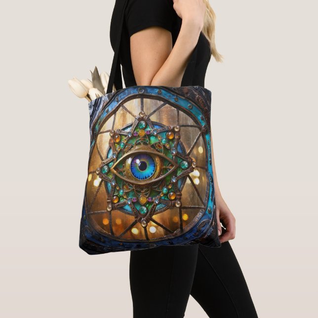 Third Eye Rustic Porthole Window Tote Bag (Close Up)