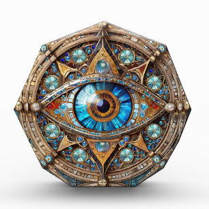 Third Eye - Turquoise Blue Gold Mandala Photo Block