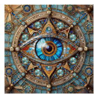 Third Eye - Turquoise Blue Gold Mandala
