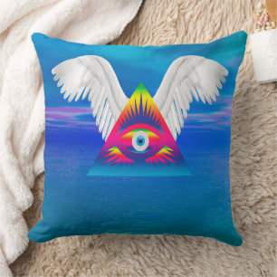 Third Eye with Wings Throw Pillow