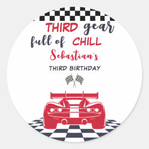 Third gear full of chill third kids birthday classic round sticker