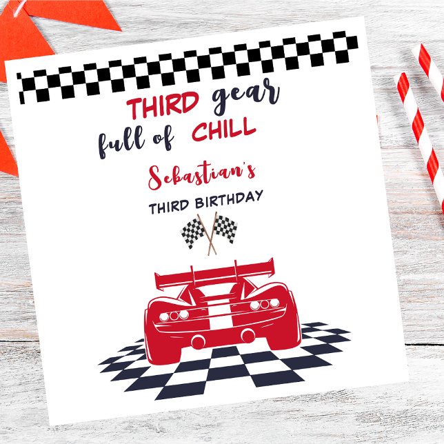 Third gear full of chill third kids birthday napkin (Creator Uploaded)