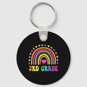 Third Grade 3rd Grade Rainbow Teachers Kids Back T Keychain