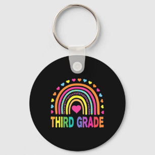 Third Grade 3rd Grade Rainbow Teachers Kids Byck T Keychain