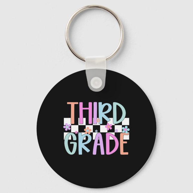 Third Grade Back To School 3rd Grade Floral Teache Keychain (Front)