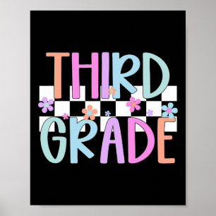 Third Grade Back To School 3rd Grade Floral Teache Poster