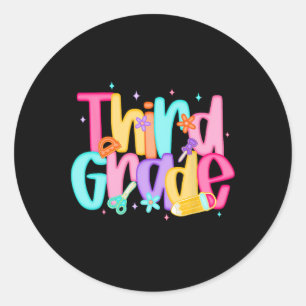 Third Grade Back To School 3rd Grade Squad Teacher Classic Round Sticker