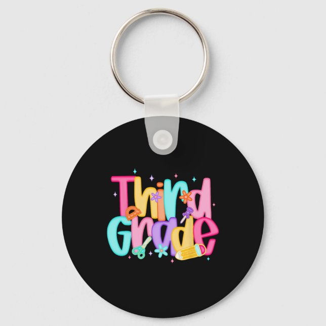 Third Grade Back To School 3rd Grade Squad Teacher Keychain (Front)